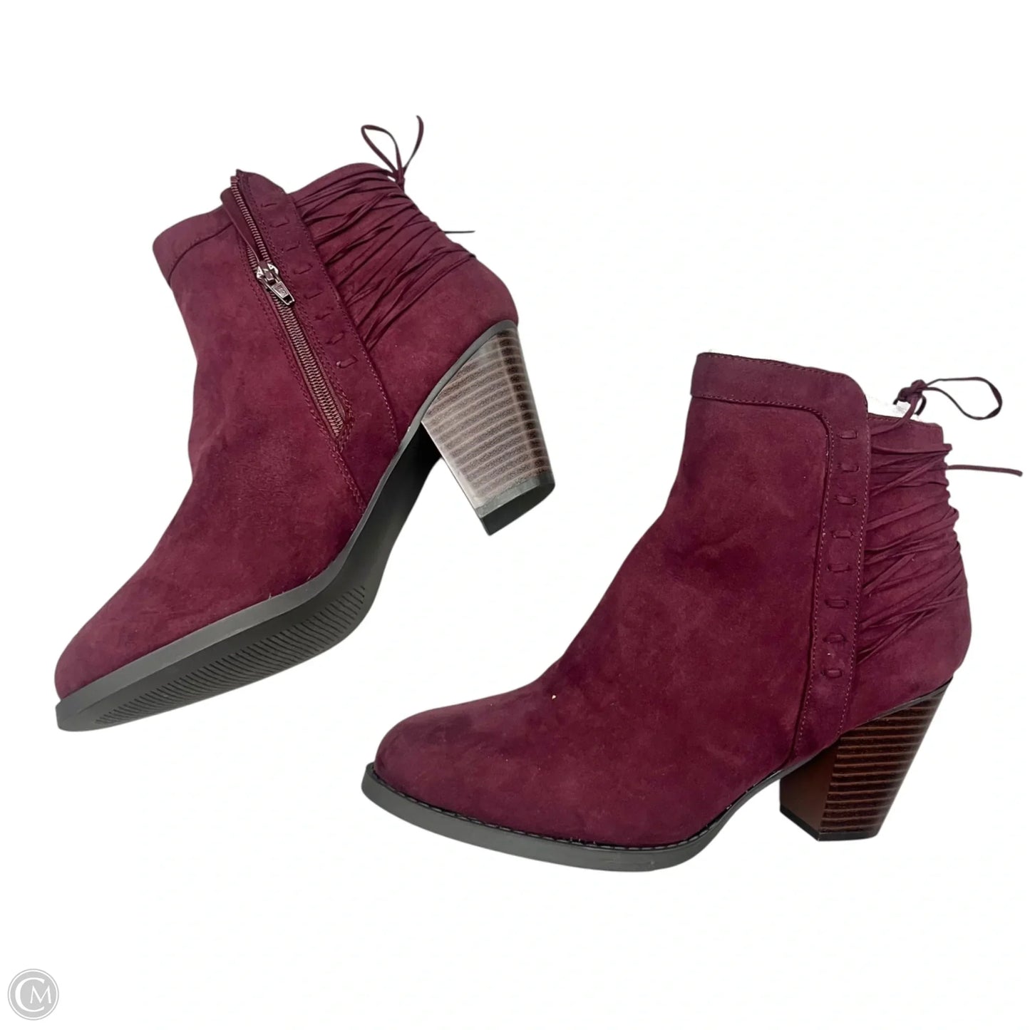 Boots Ankle Heels By Shoedazzle In Maroon, Size: 11