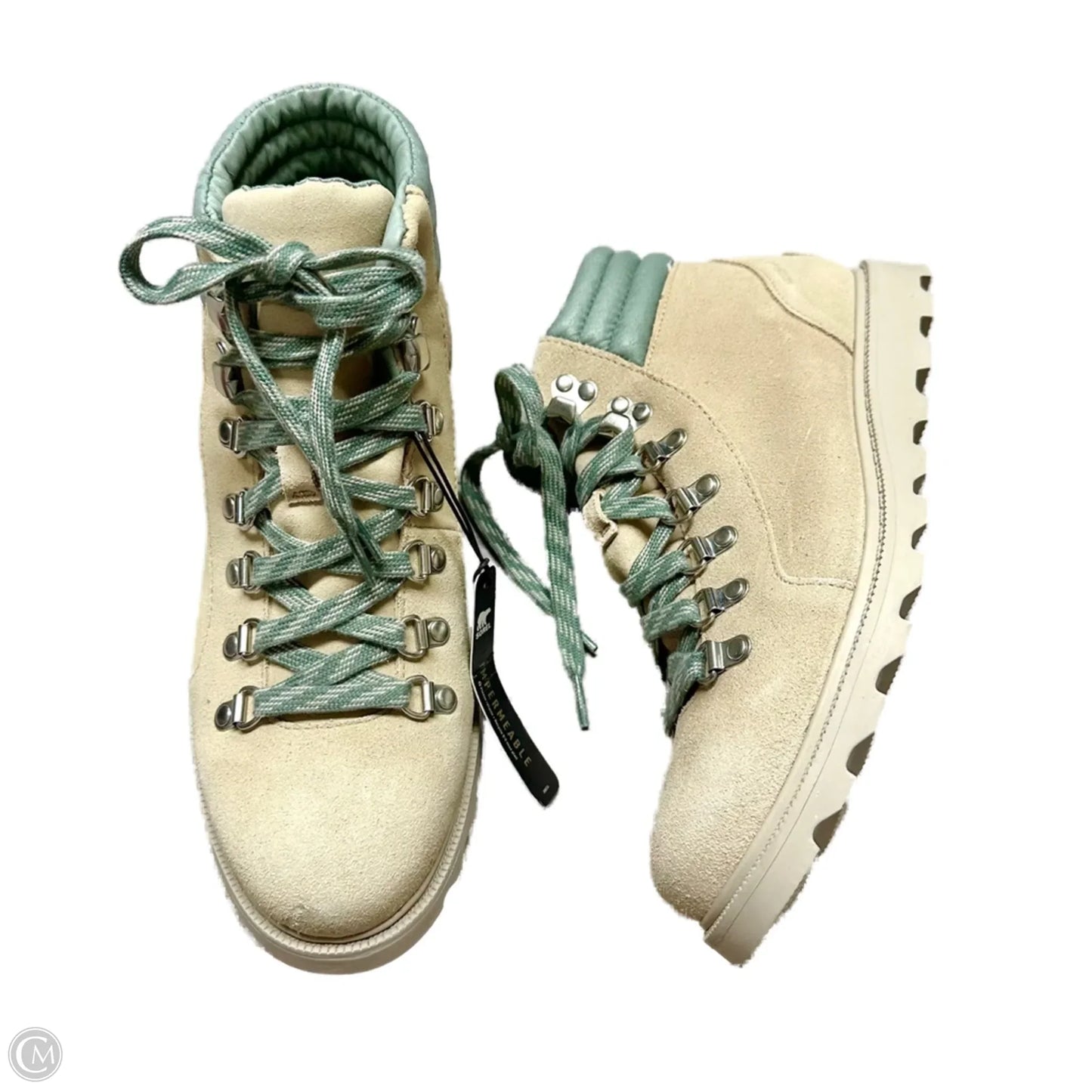 Boots Hiking By Sorel In Cream & Green, Size: 8.5