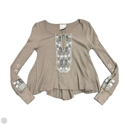 Top Long Sleeve By Free People In Taupe, Size: Xs