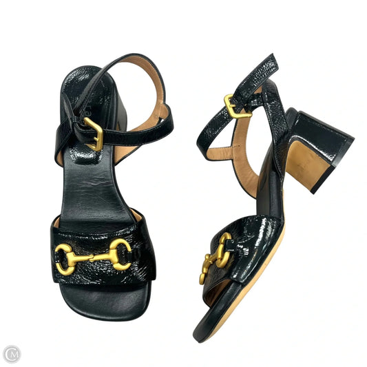 Sandals Heels Block By Mara Bini In Black & Gold, Size: 7