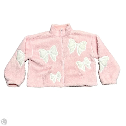Jacket Faux Fur & Sherpa By Madden Girl In Cream & Pink, Size: L