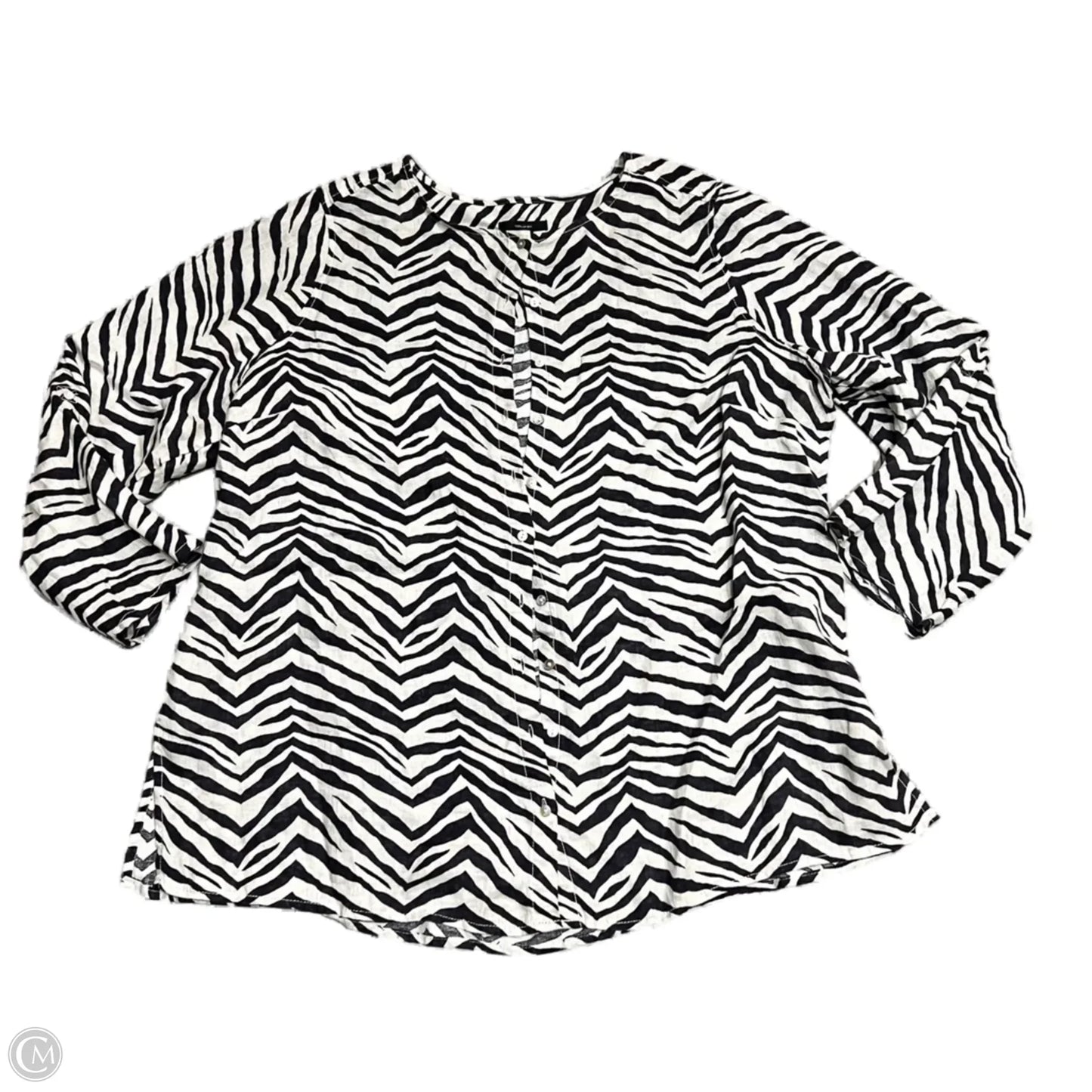 Top Long Sleeve By Tahari In Zebra Print, Size: 2x
