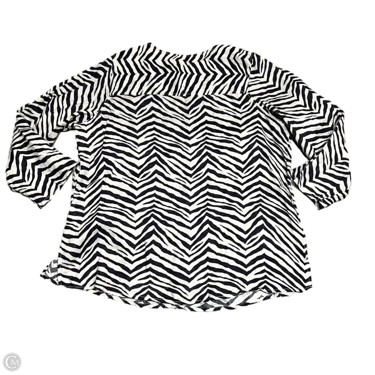 Top Long Sleeve By Tahari In Zebra Print, Size: 2x