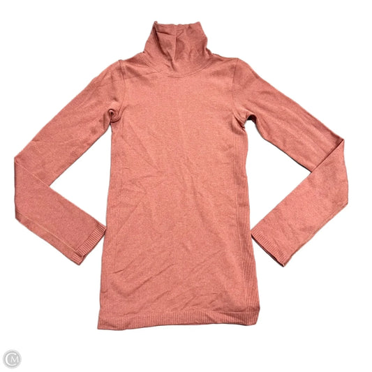 Athletic Top Long Sleeve Collar By Lululemon In Orange, Size: Xs