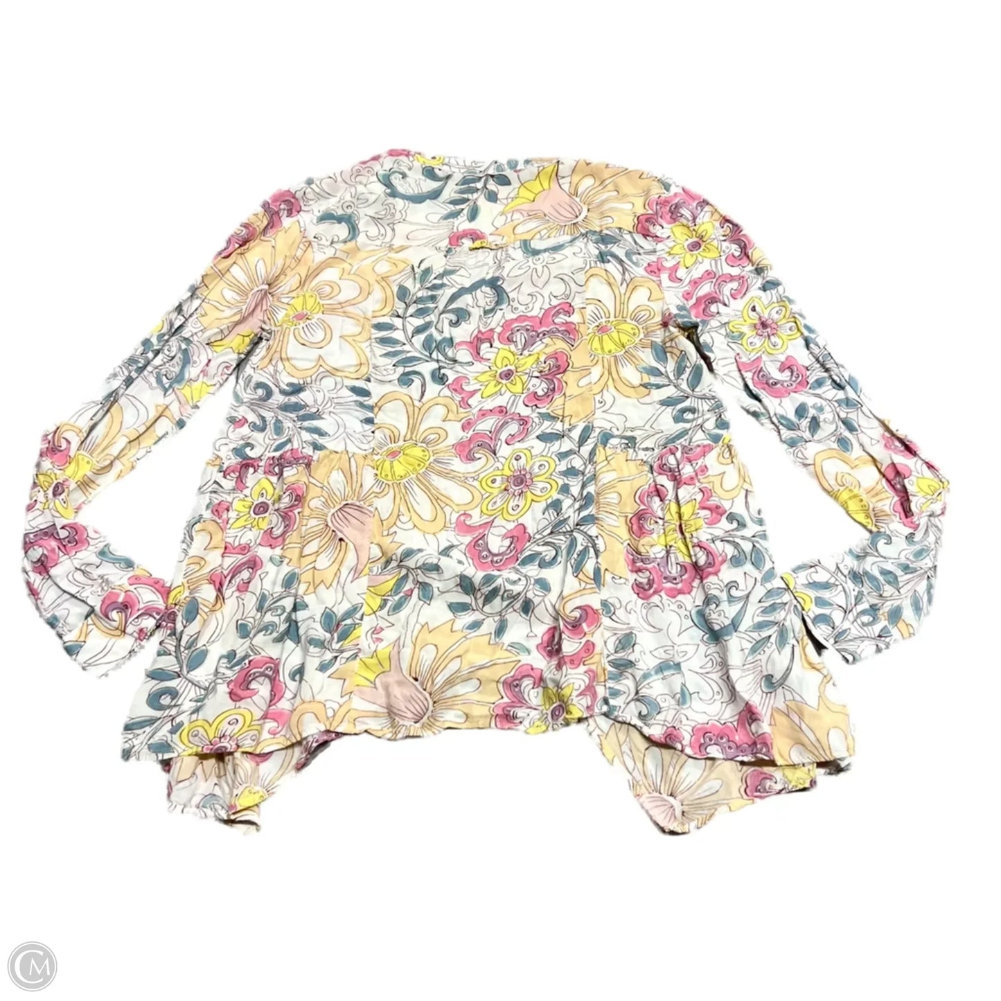 Top Long Sleeve By Maeve In Cream & Pink, Size: S