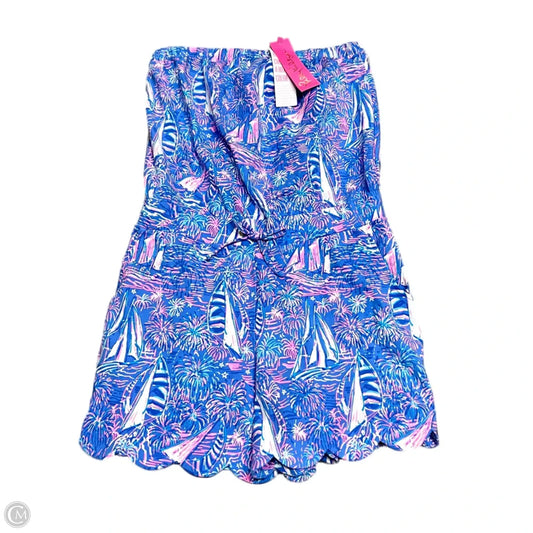 Romper Designer By Lilly Pulitzer In Blue & Pink, Size: M
