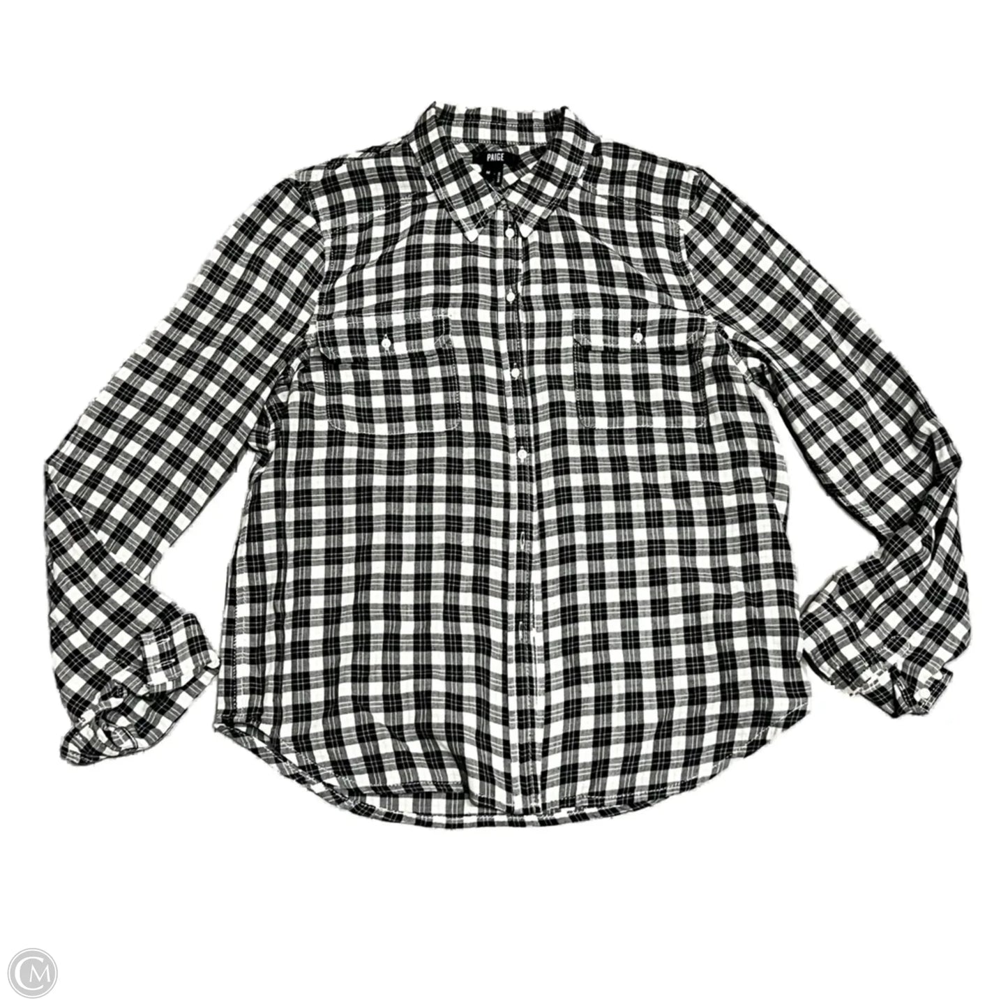 Top Long Sleeve By Paige In Plaid Pattern, Size: M
