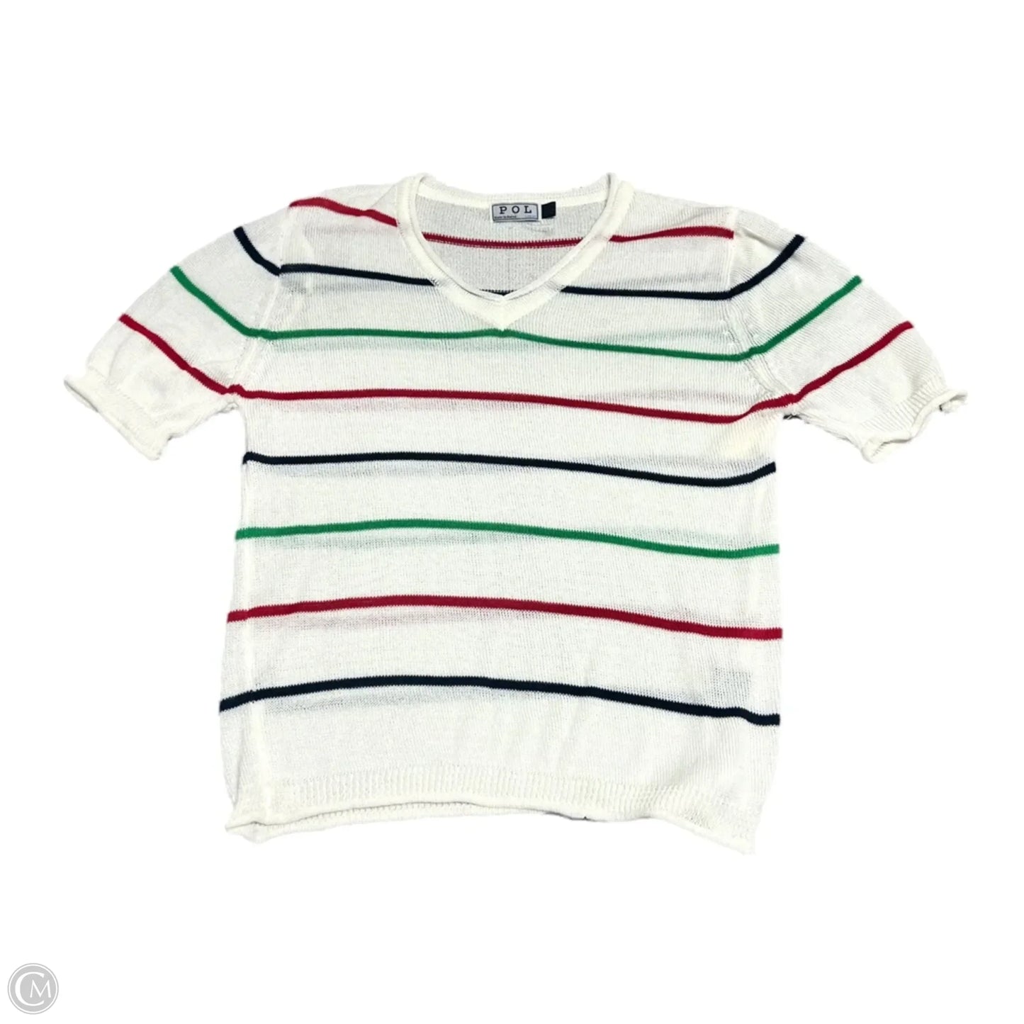 Sweater Short Sleeve By Pol In Cream & Red, Size: L