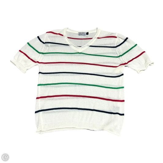 Sweater Short Sleeve By Pol In Cream & Red, Size: L