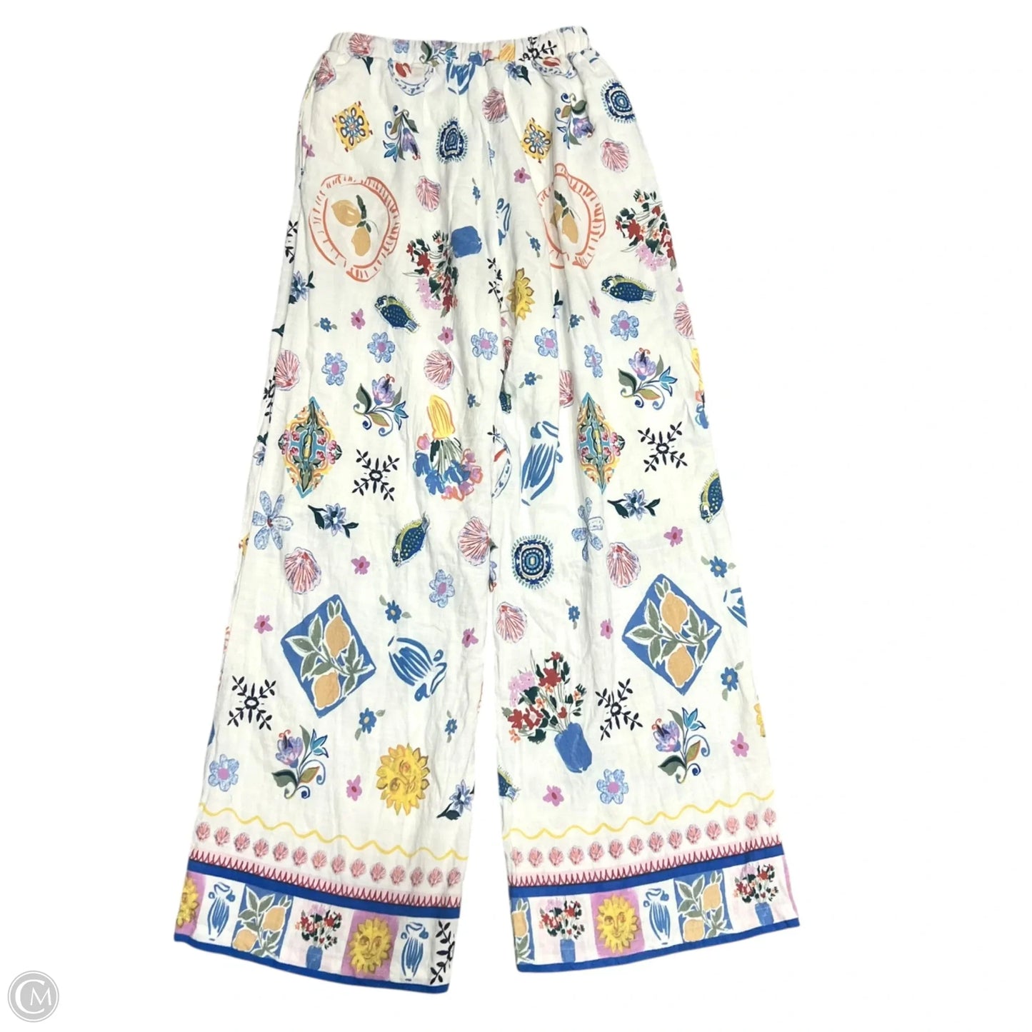Pants Wide Leg By Petal & Pup In Blue & White, Size: S