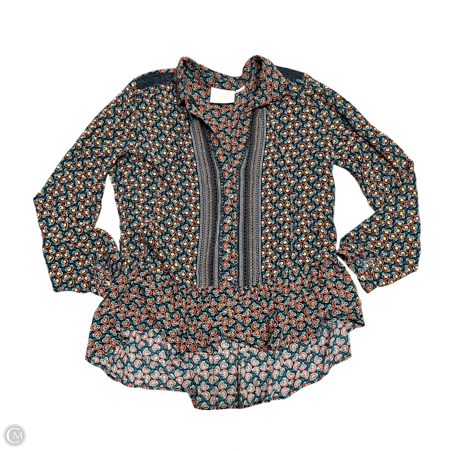 Top Long Sleeve By Maeve In Blue & Orange, Size: S