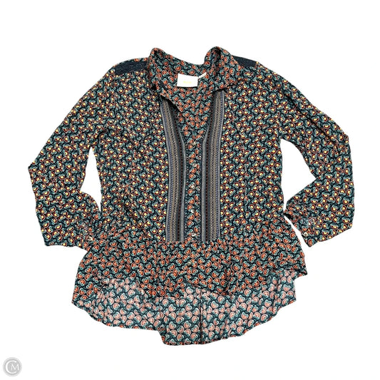 Top Long Sleeve By Maeve In Blue & Orange, Size: S
