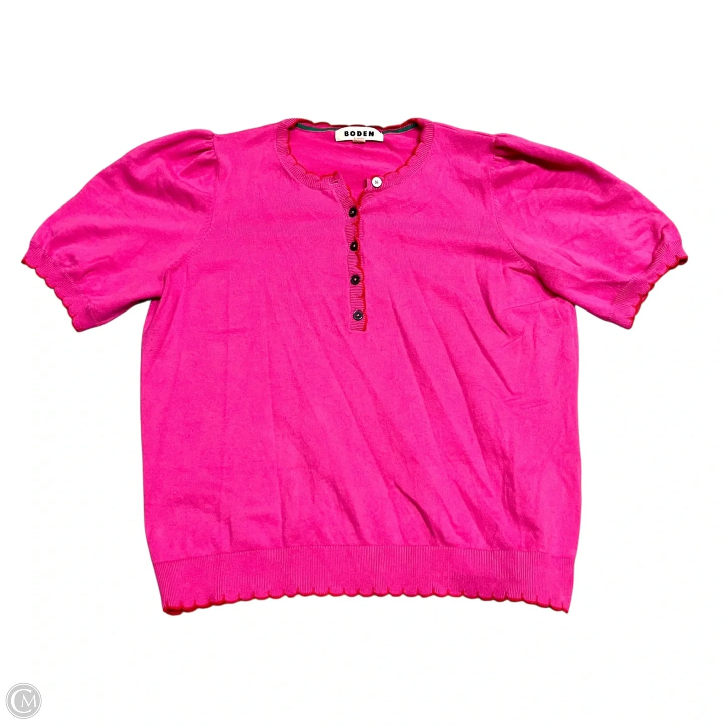 Sweater Short Sleeve By Boden In Pink & Red, Size: M