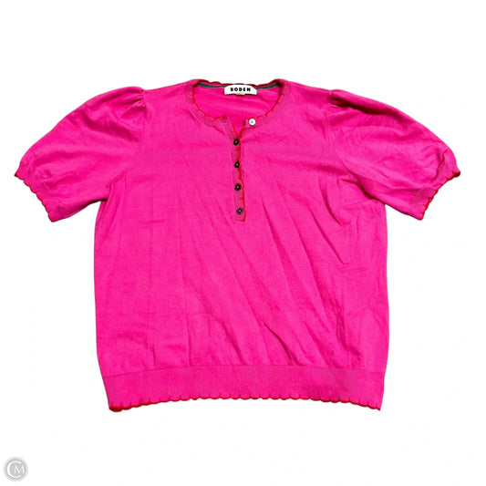 Sweater Short Sleeve By Boden In Pink & Red, Size: M