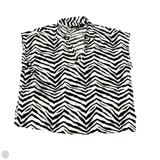Top Short Sleeve By Tahari In Zebra Print, Size: Xl