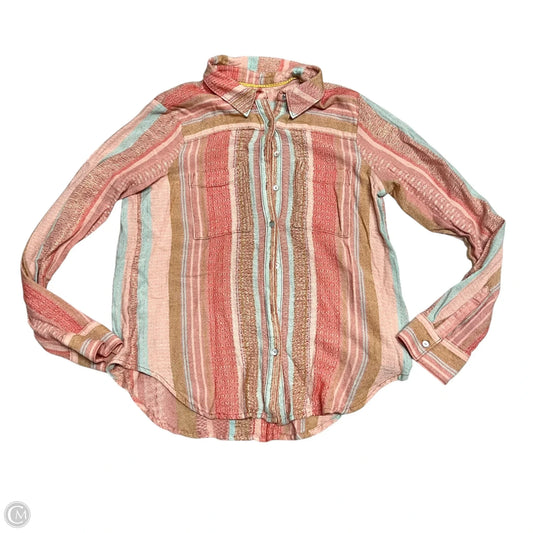 Top Long Sleeve By Maeve In Blue & Orange, Size: S