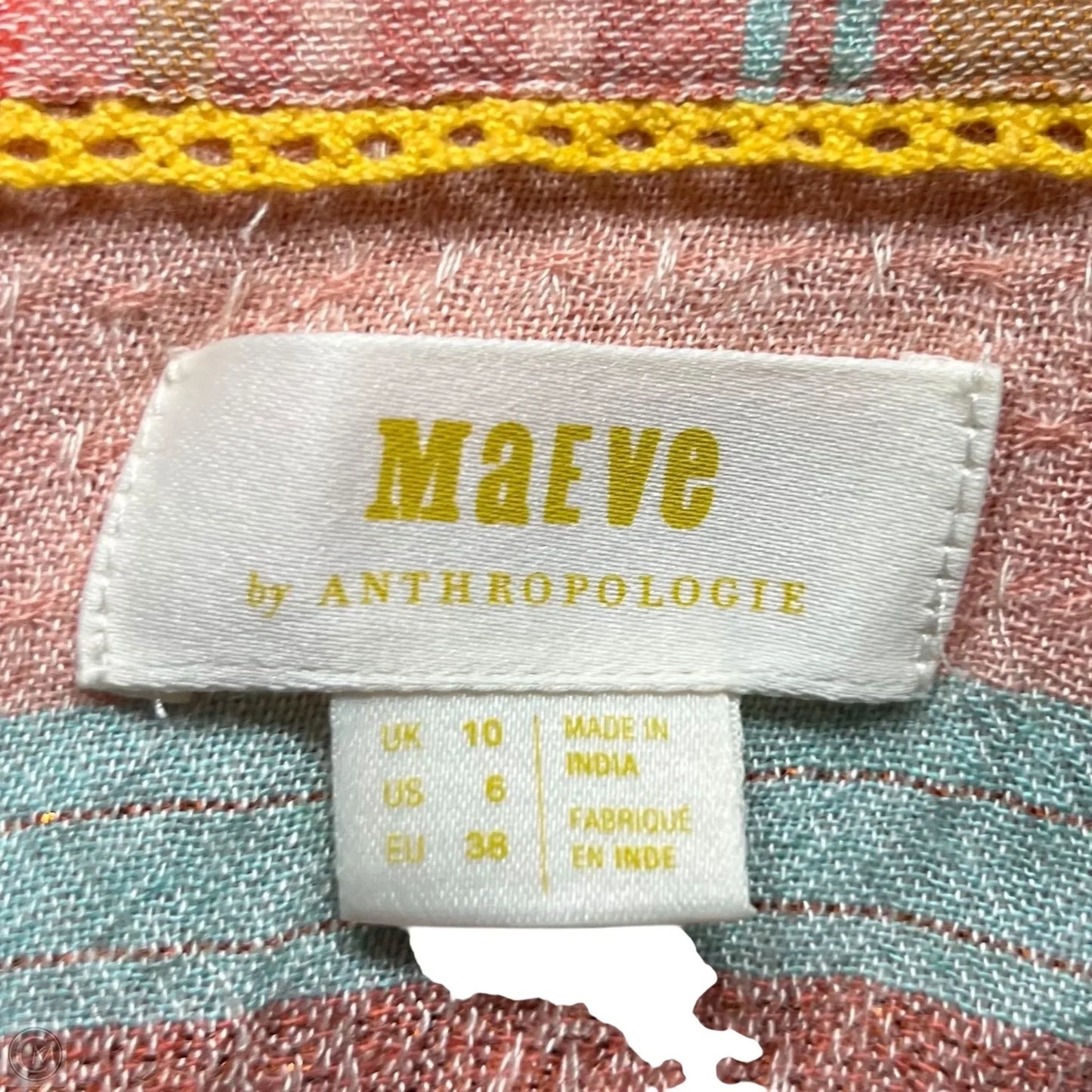 Top Long Sleeve By Maeve In Blue & Orange, Size: S