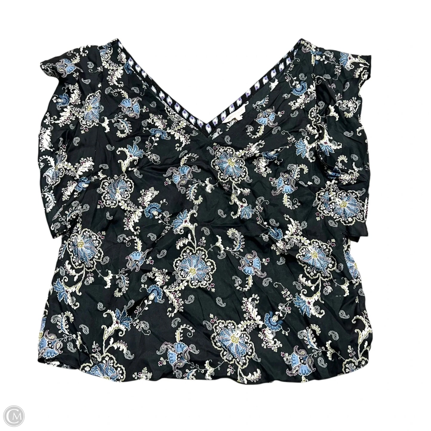 Top Sleeveless By Rebecca Taylor In Black & Blue, Size: Xl