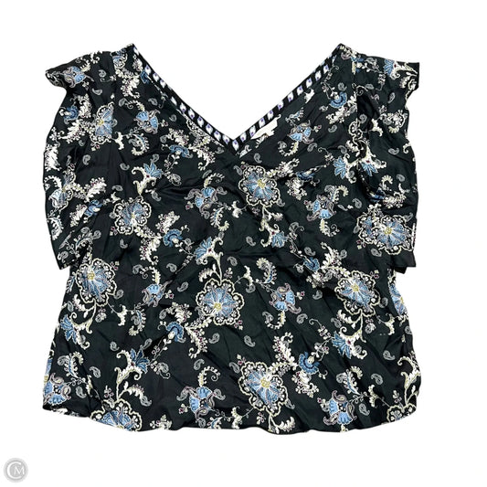 Top Sleeveless By Rebecca Taylor In Black & Blue, Size: Xl