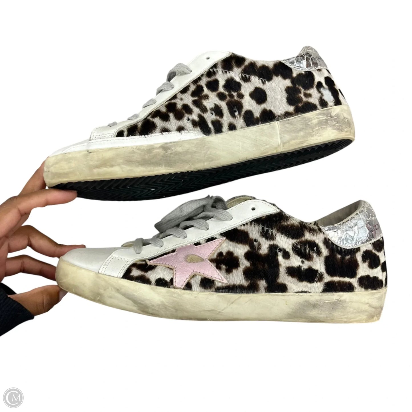 Shoes Luxury Designer By Golden Goose In Pink & White, Size: 7.5