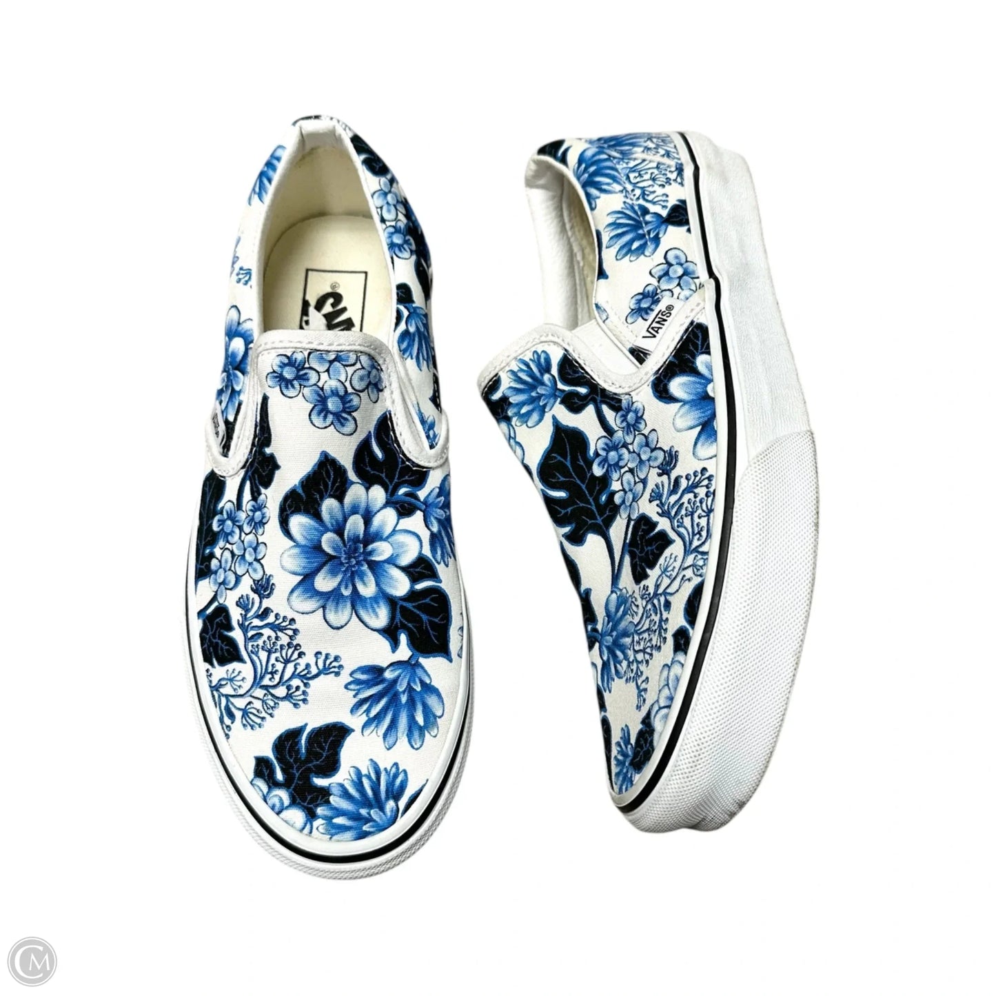 Shoes Flats By Vans In Blue & White, Size: 8.5