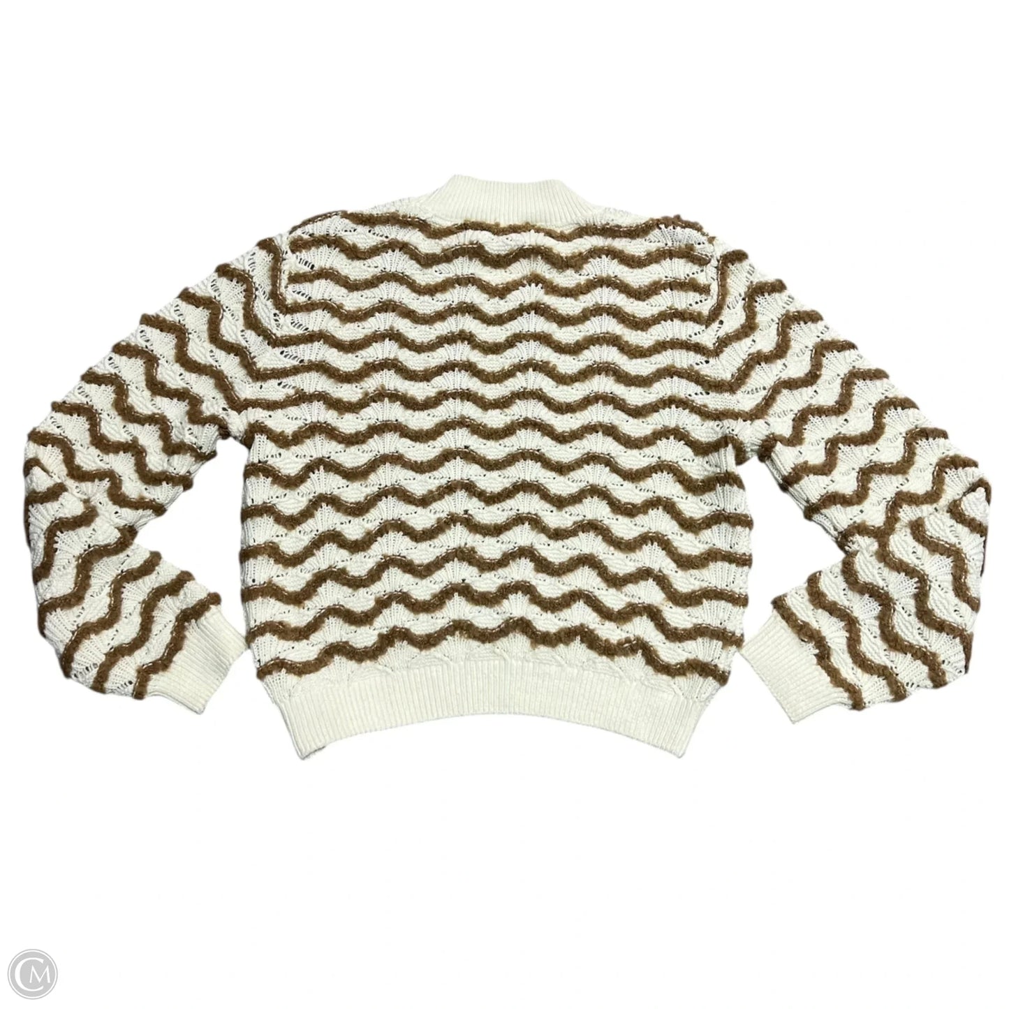 Sweater By Rebecca Taylor In Cream & Tan, Size: L