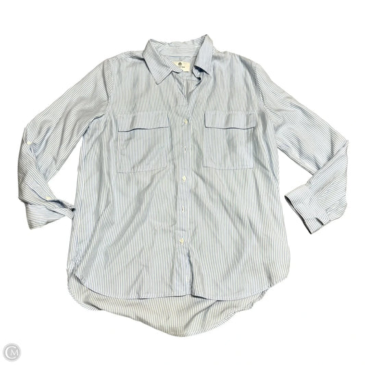 Top Long Sleeve By Babaton In Blue & White, Size: M