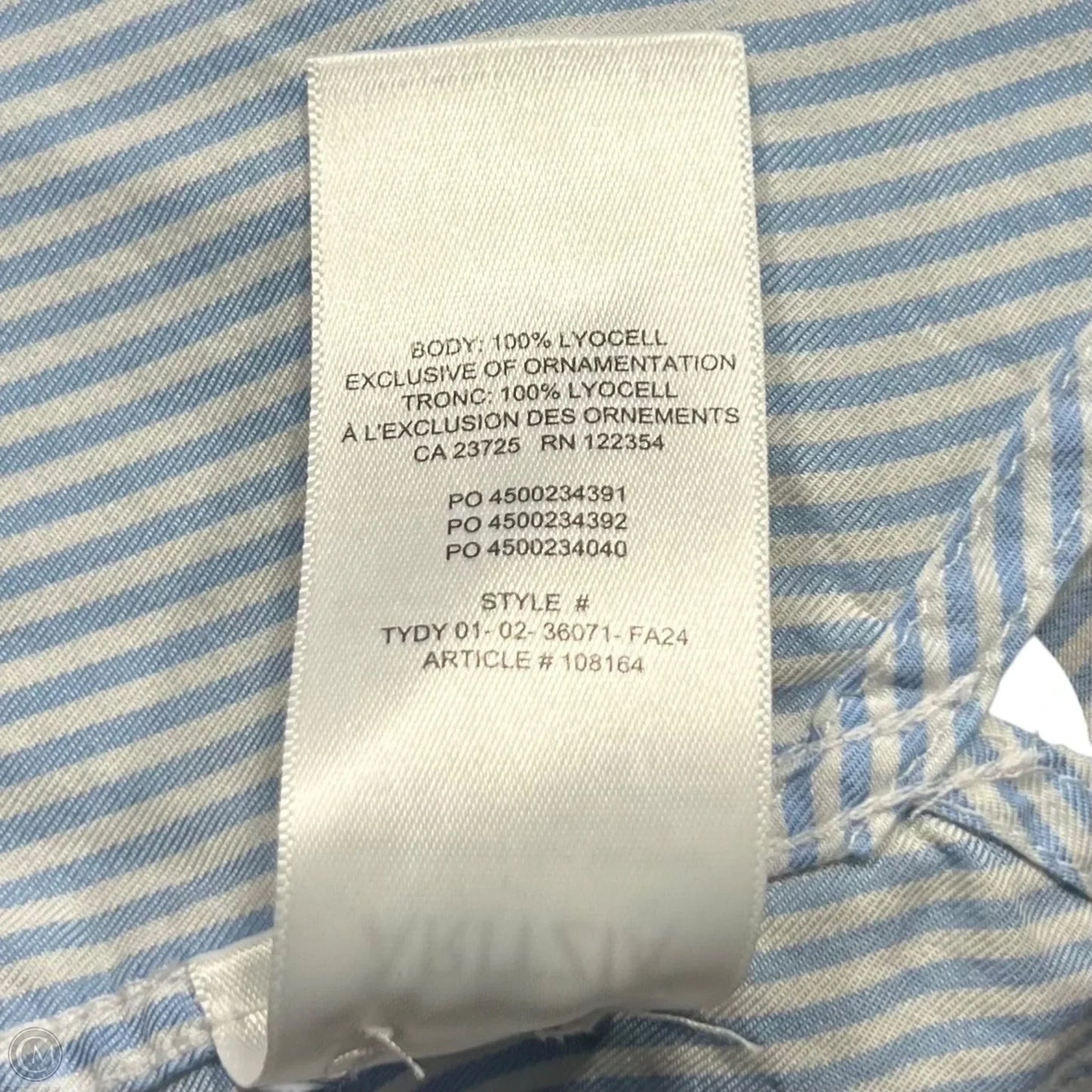 Top Long Sleeve By Babaton In Blue & White, Size: M