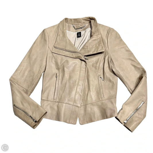 Jacket Moto By White House Black Market In Tan, Size: S