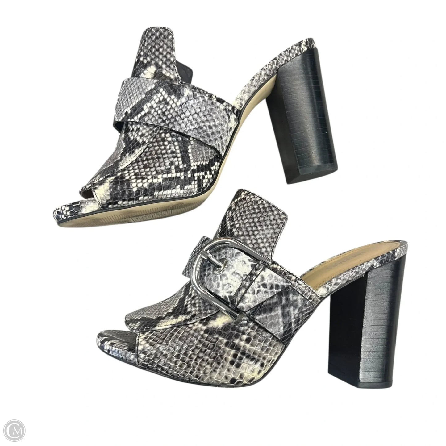 Sandals Heels Block By Michael By Michael Kors In Snakeskin Print, Size: 7.5