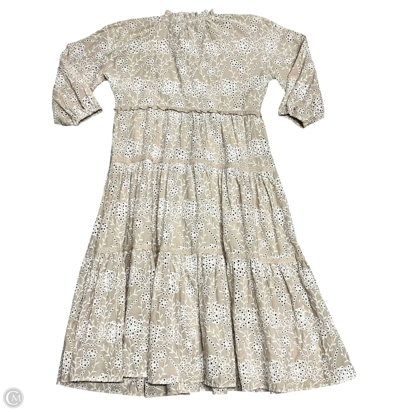 Dress Casual Maxi By Chicos In Cream & White, Size: L