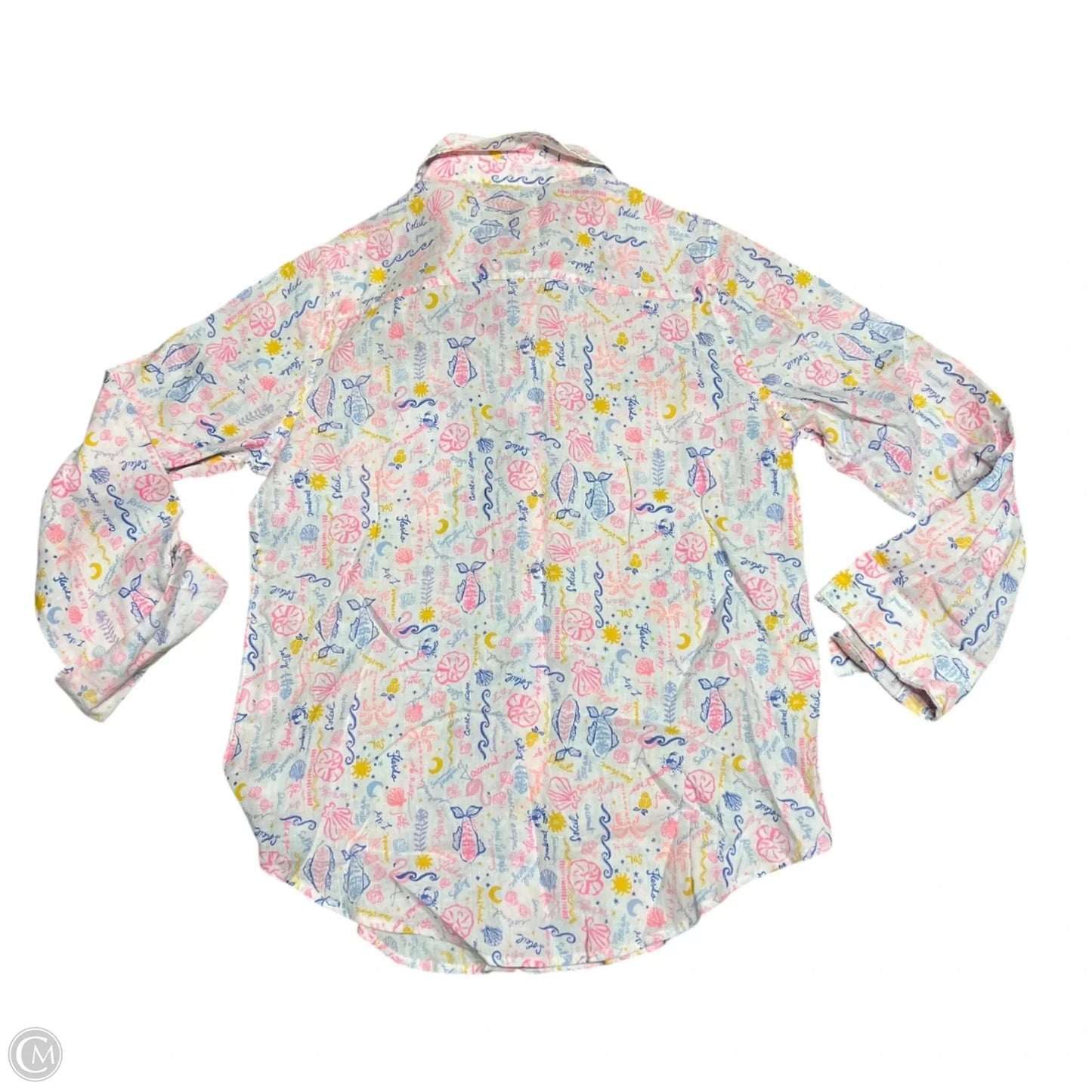 Top Long Sleeve Designer By Lilly Pulitzer In Pink & White, Size: S