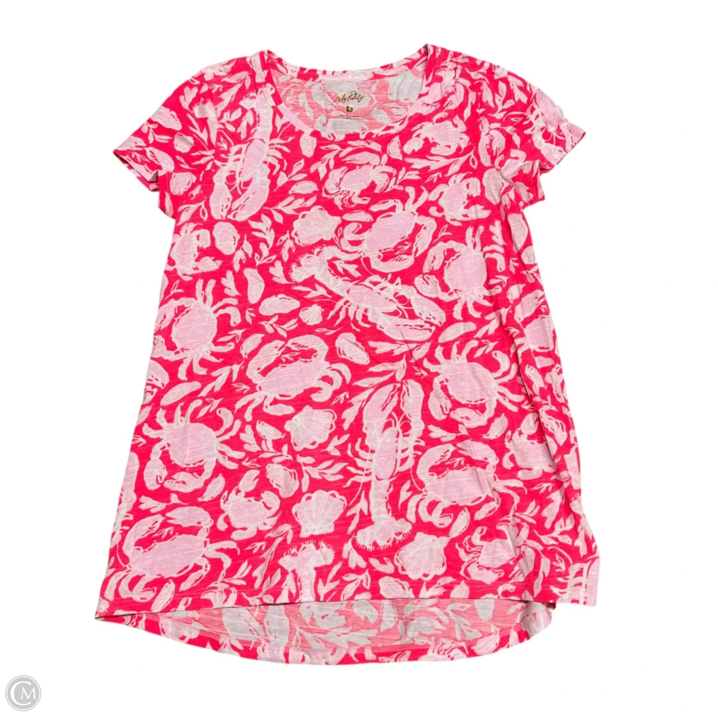 Top Short Sleeve Designer By Lilly Pulitzer In Orange & Pink, Size: S