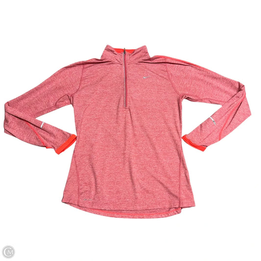 Athletic Top Long Sleeve Collar By Nike In Orange, Size: M