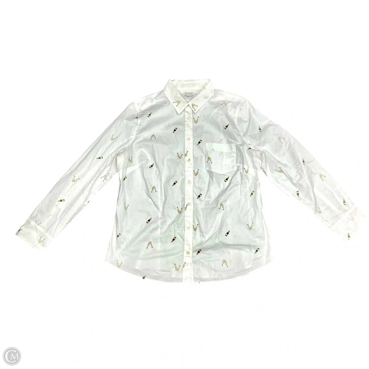Top Long Sleeve By J. Crew In Cream & Green, Size: Xl