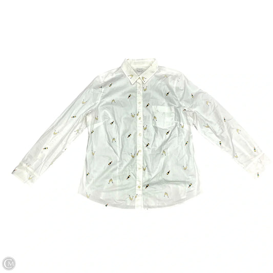 Top Long Sleeve By J. Crew In Cream & Green, Size: Xl