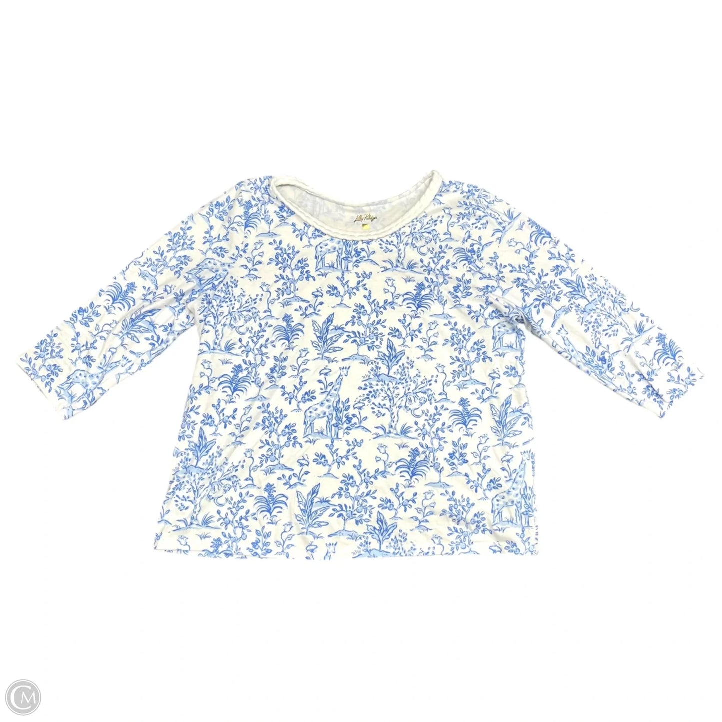 Top 3/4 Sleeve Designer By Lilly Pulitzer In Blue & White, Size: Xl