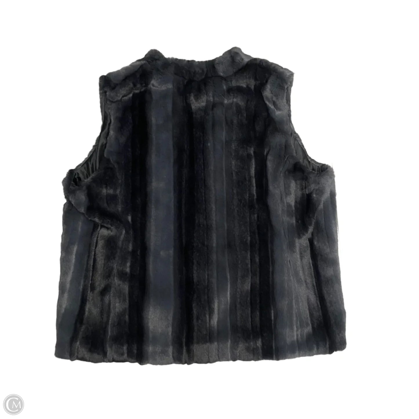Vest Faux Fur & Sherpa By Chicos In Black & Grey, Size: Xxl