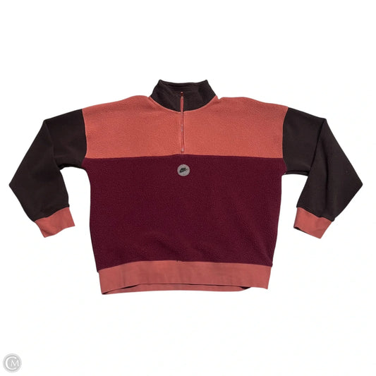Sweatshirt Collar By Nike In Brown & Red, Size: M