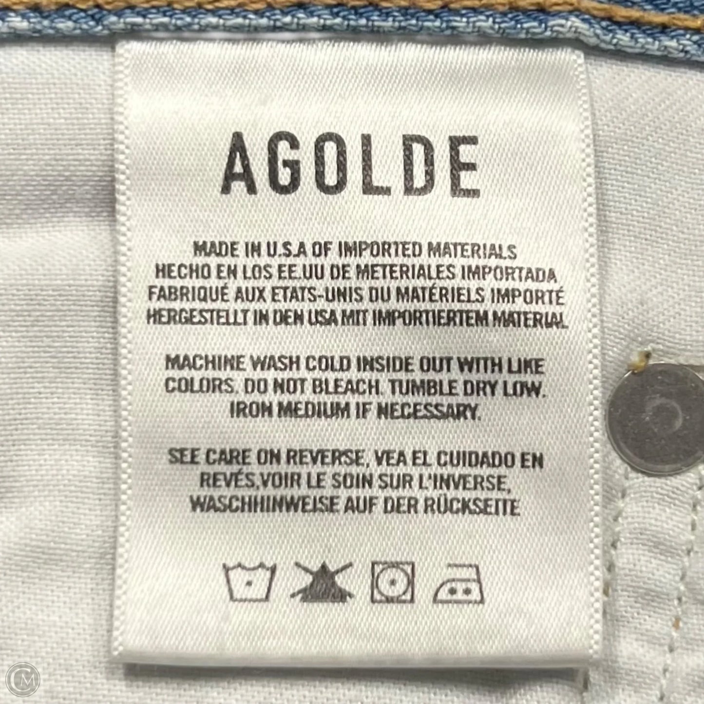 Jeans Wide Leg By Agolde In Blue Denim, Size: 0