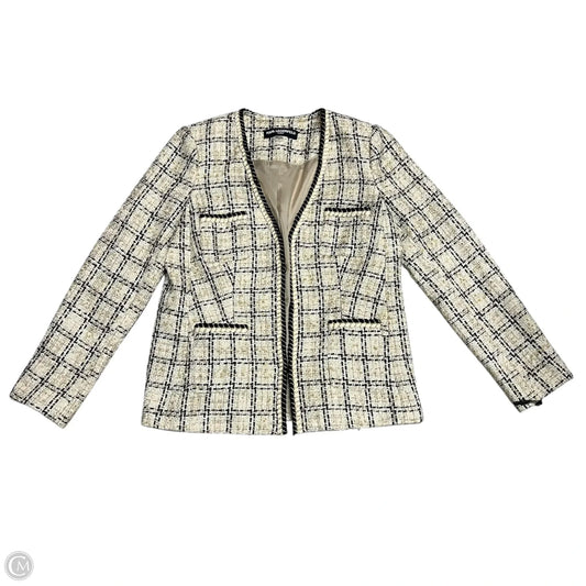 Blazer Designer By Karl Lagerfeld In Black & Tan, Size: M
