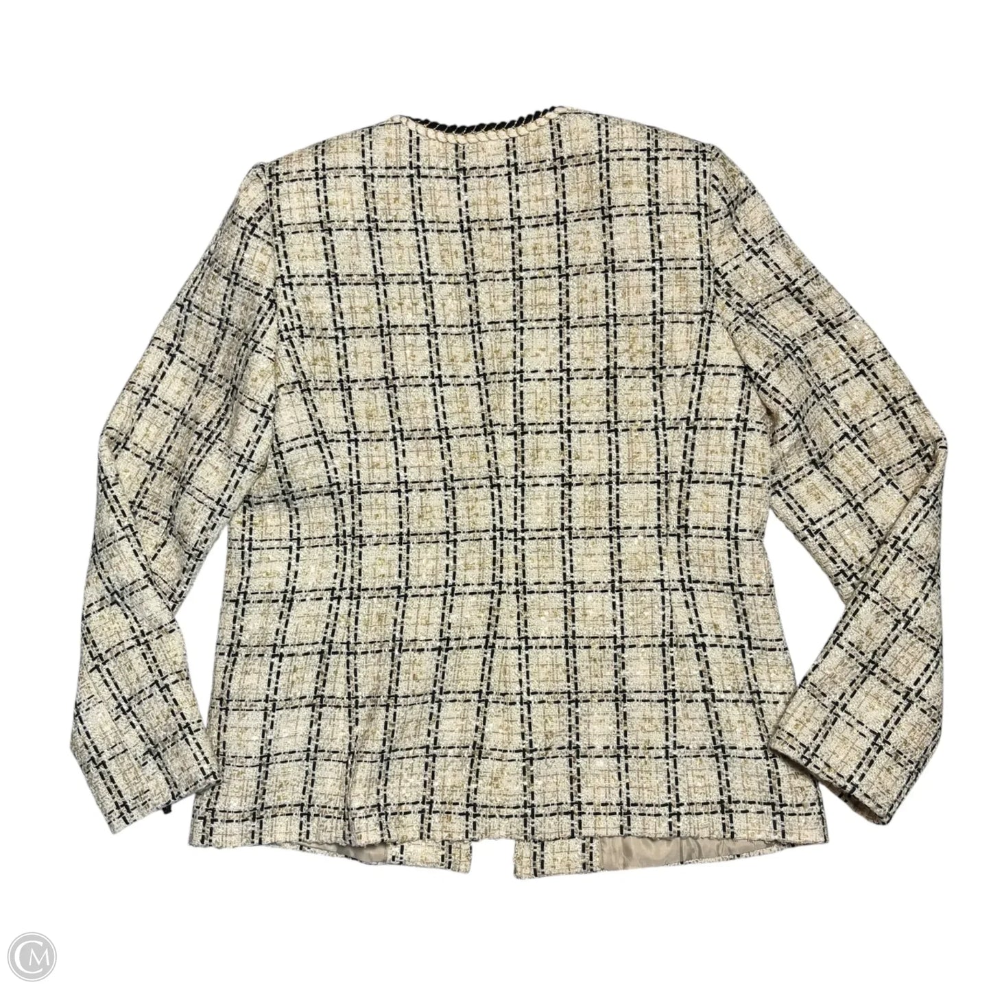 Blazer Designer By Karl Lagerfeld In Black & Tan, Size: M