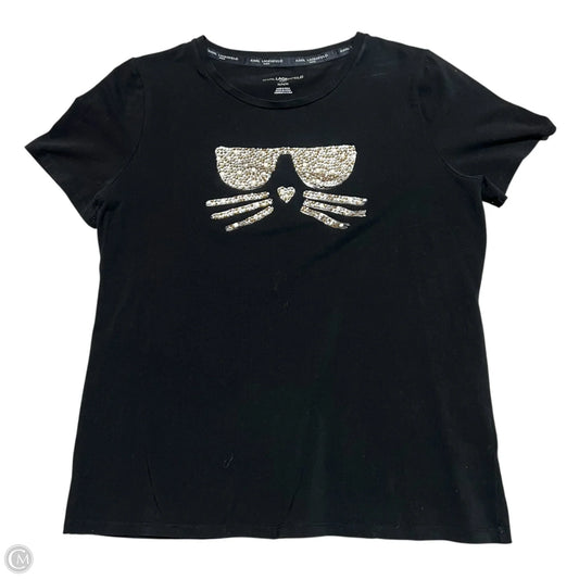 Top Short Sleeve Designer By Karl Lagerfeld In Black, Size: M
