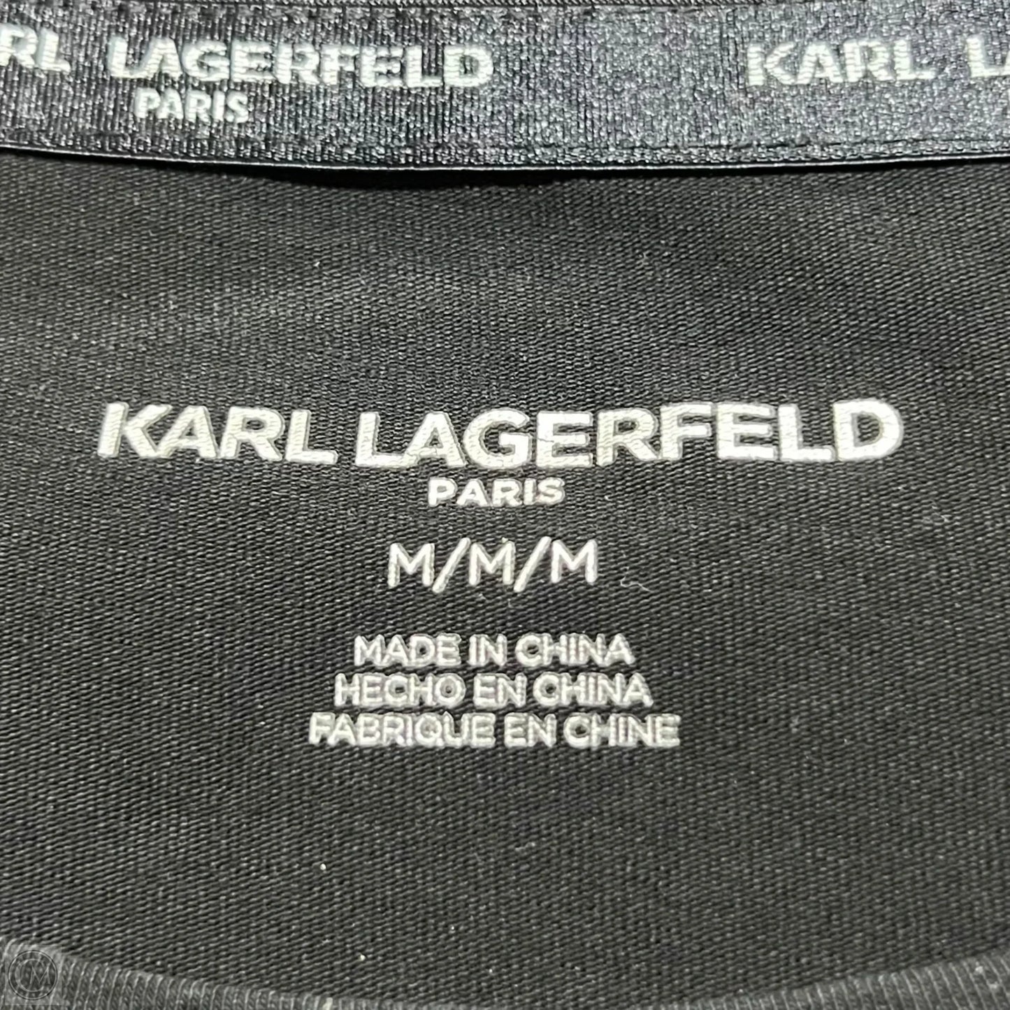 Top Short Sleeve Designer By Karl Lagerfeld In Black, Size: M