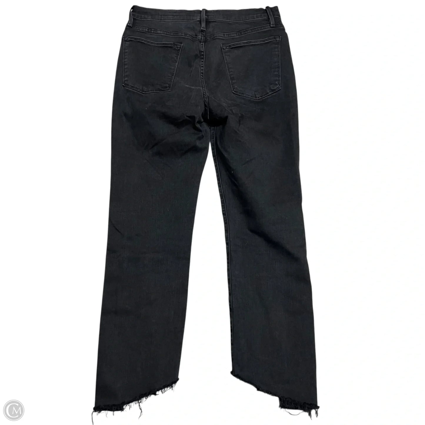 Jeans Straight By Frame In Black Denim, Size: 14