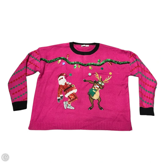 Sweater By Rafiana In Black & Pink, Size: Xxl