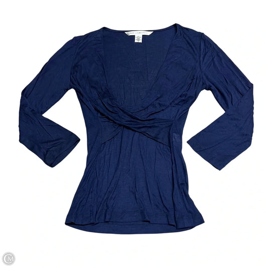 Top Long Sleeve Designer By Diane Von Furstenberg In Navy, Size: S