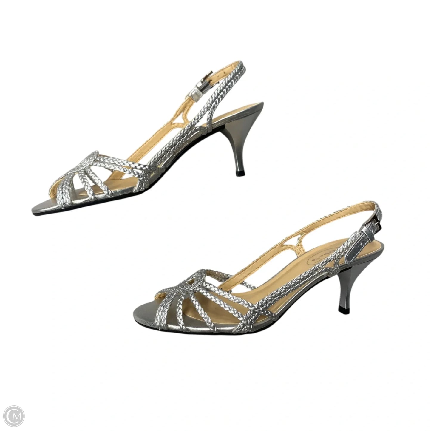 Sandals Heels Kitten By Talbots In Silver, Size: 7