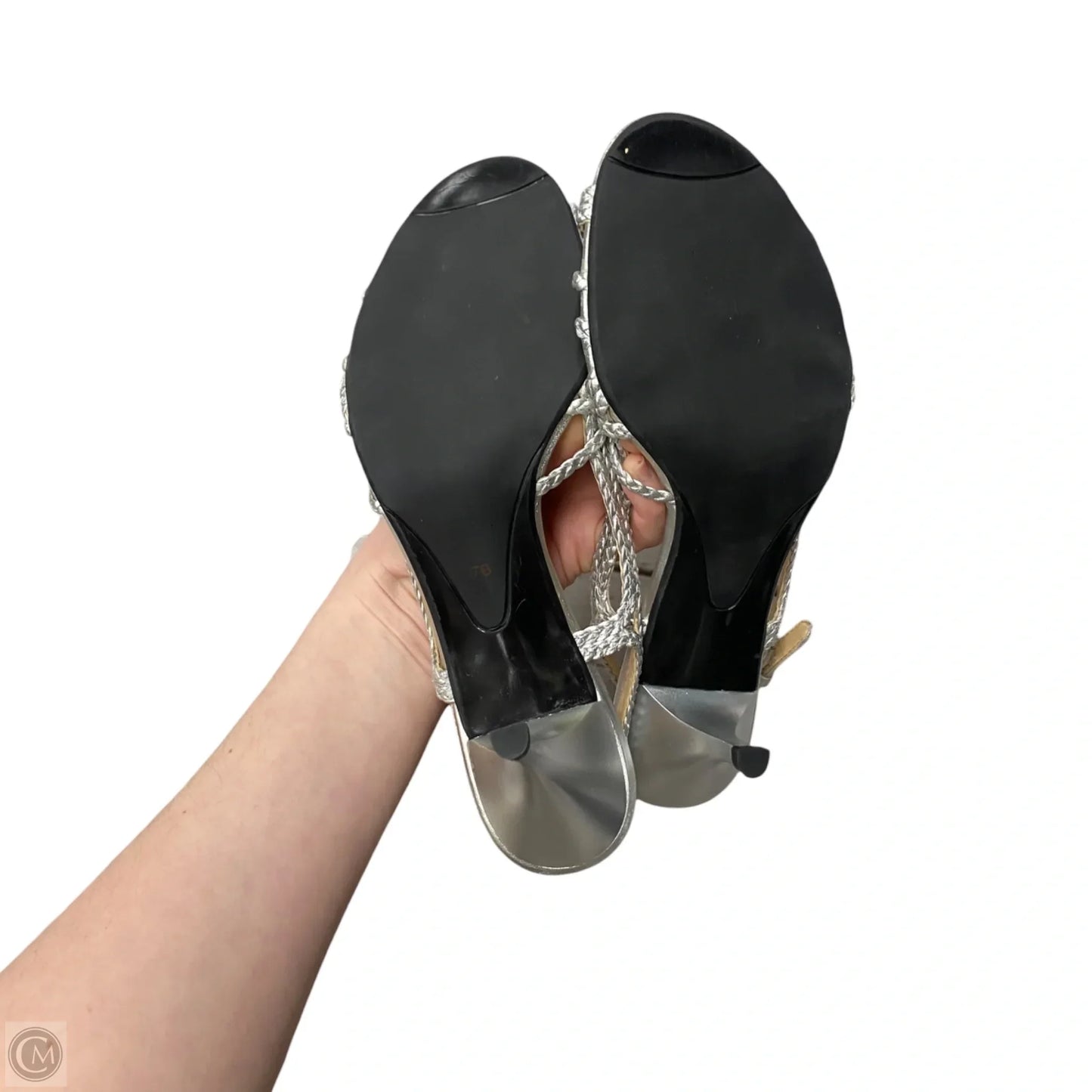 Sandals Heels Kitten By Talbots In Silver, Size: 7