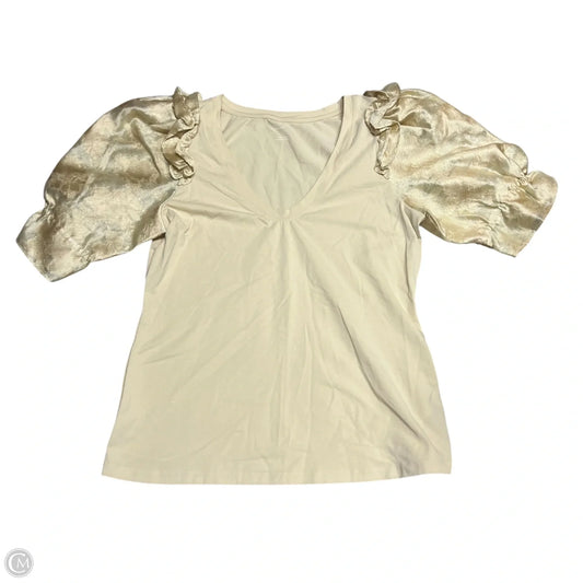 Top Short Sleeve By Anthropologie In Cream, Size: L